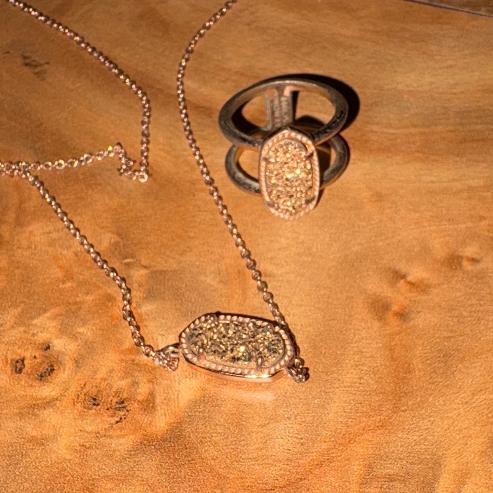 Kendra Scott Rose Gold Necklace and Ring Set